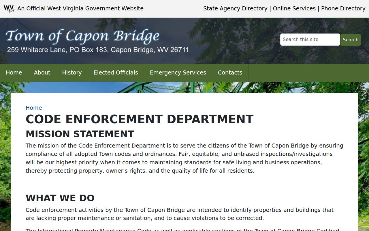 Capon Bridge code enforcement route to municipal court