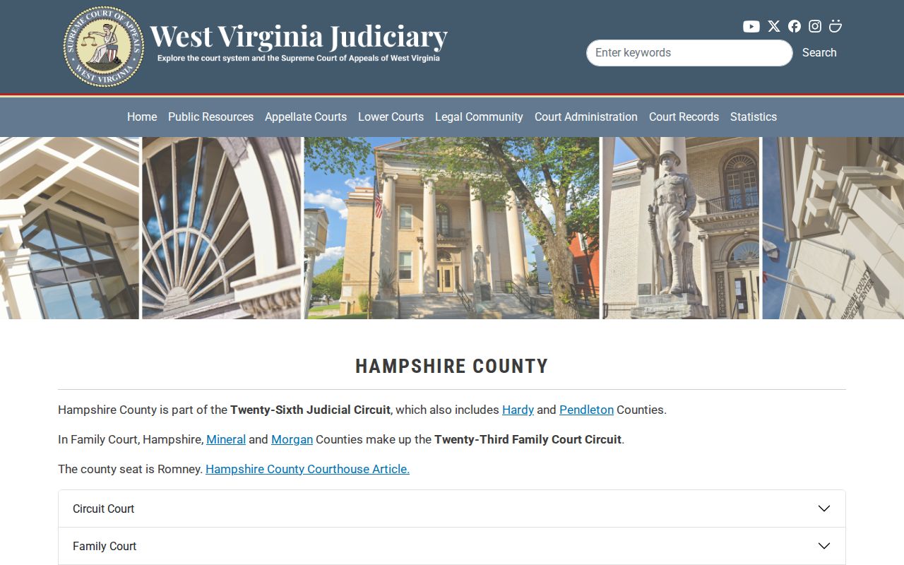 Hampshire County court docket offices and judicial assignments